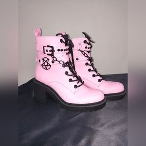 Blackcraft Cult Pink Lillith Combat Boots